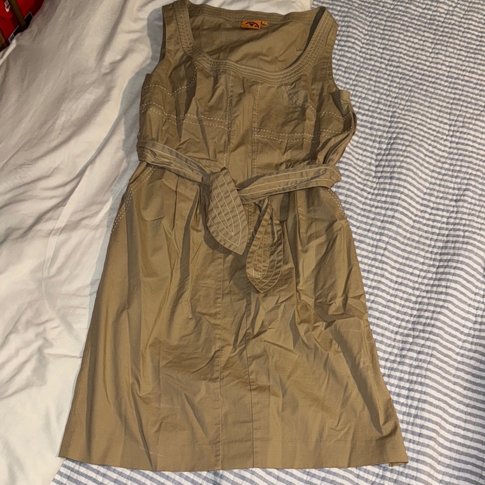 Tory Burch Elegant Tan Sleeveless Dress